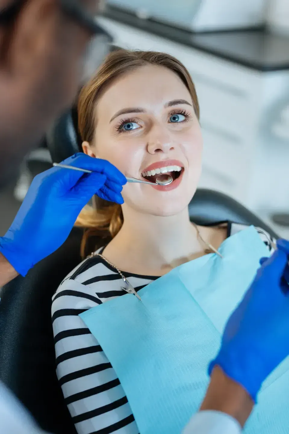 Close up of a gentle oral cancer screening exam