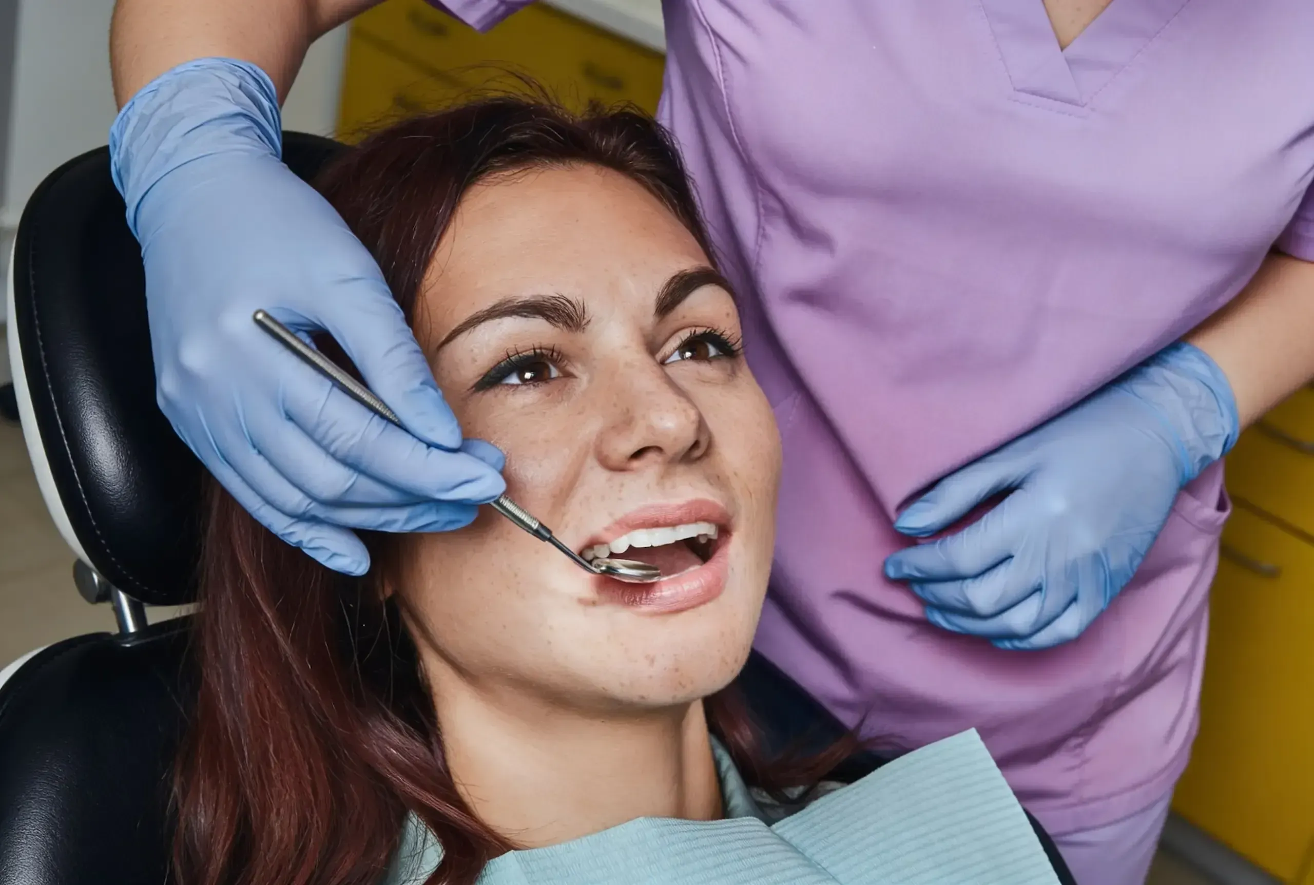 Close up of healthy gums after periodontal therapy